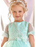 Short Sleeves Mint Heart Back Baby Flower Girl Dress